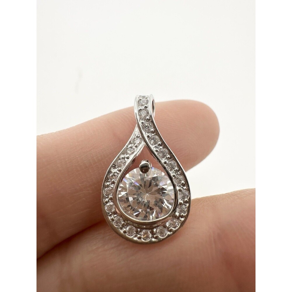 Platinum Over Sterling Silver Cubic Zirconia Pendant